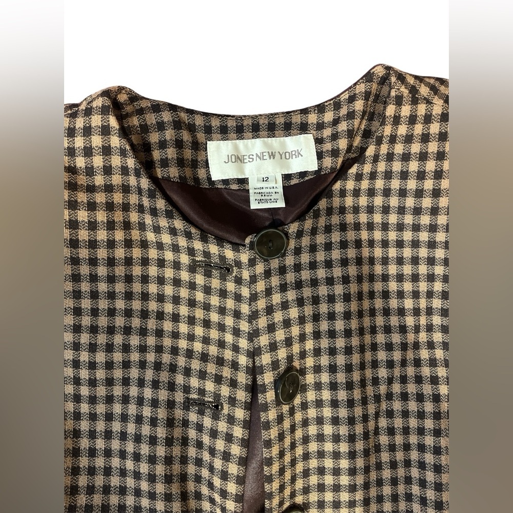 Jones New York Women's Plaid Blazer - Black and Cream